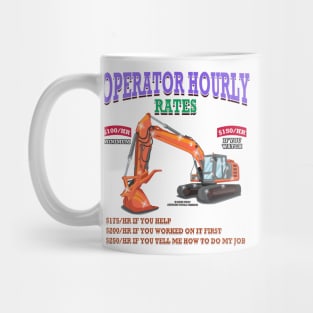 Operator Hourly Rate Excavator Construction Novelty Gift Mug